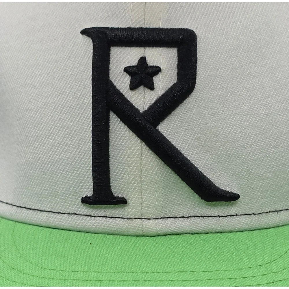 Routine Baseball Snapback Hat R Logo Green‎ Bill Black White Fitted  L Cap